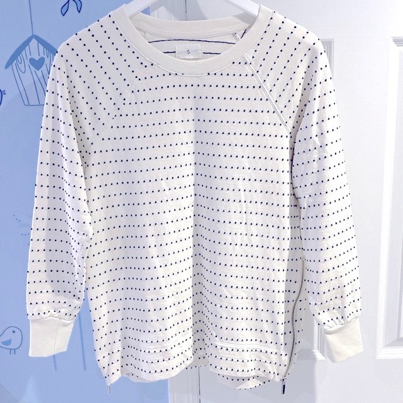 New Lou & Grey Cream Embroidered Navy Blue Polka Dots Zippers Both Sides Size XS - Picture 1 of 11